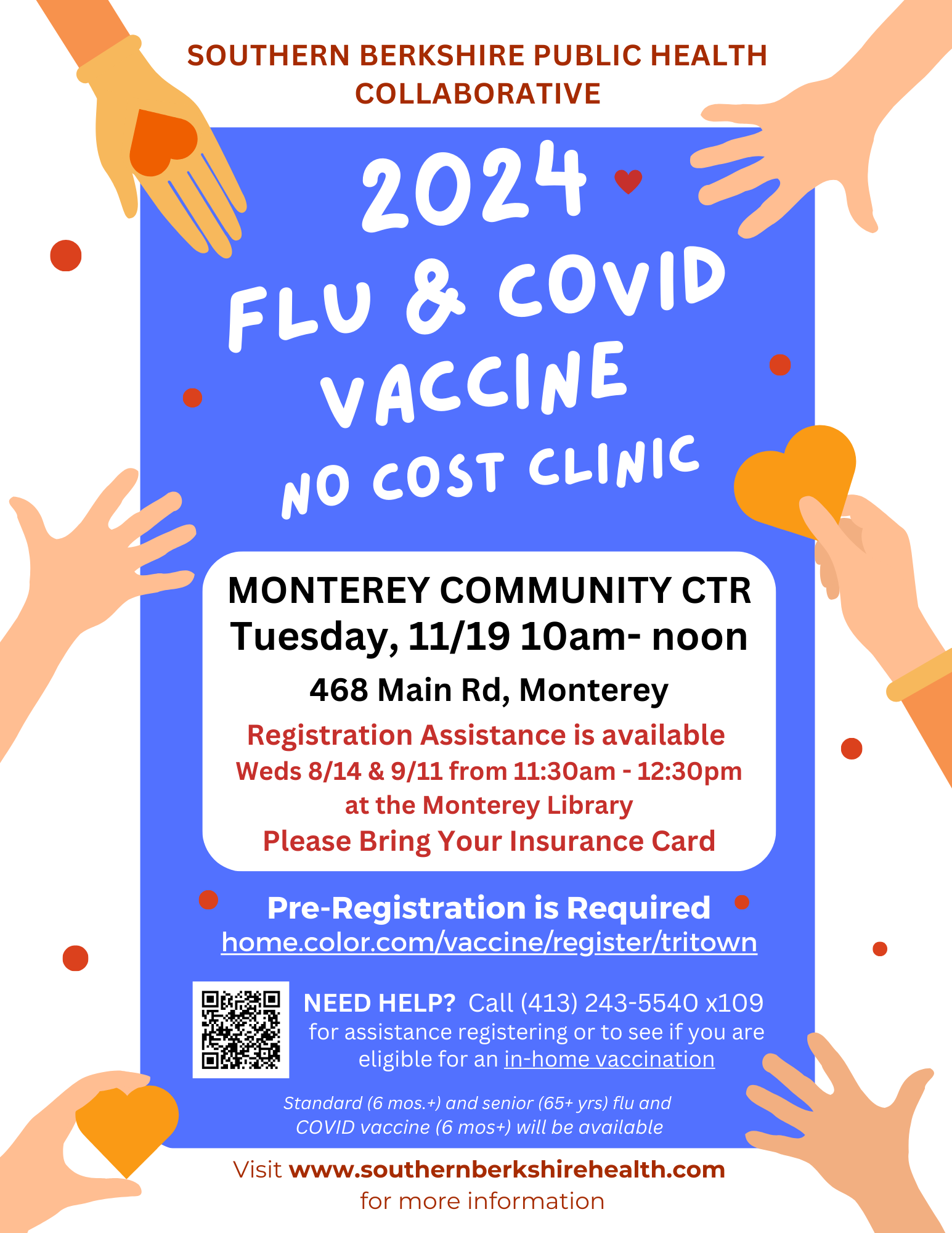 Flyer for Tuesday 11/19 Flu and COVID clinic