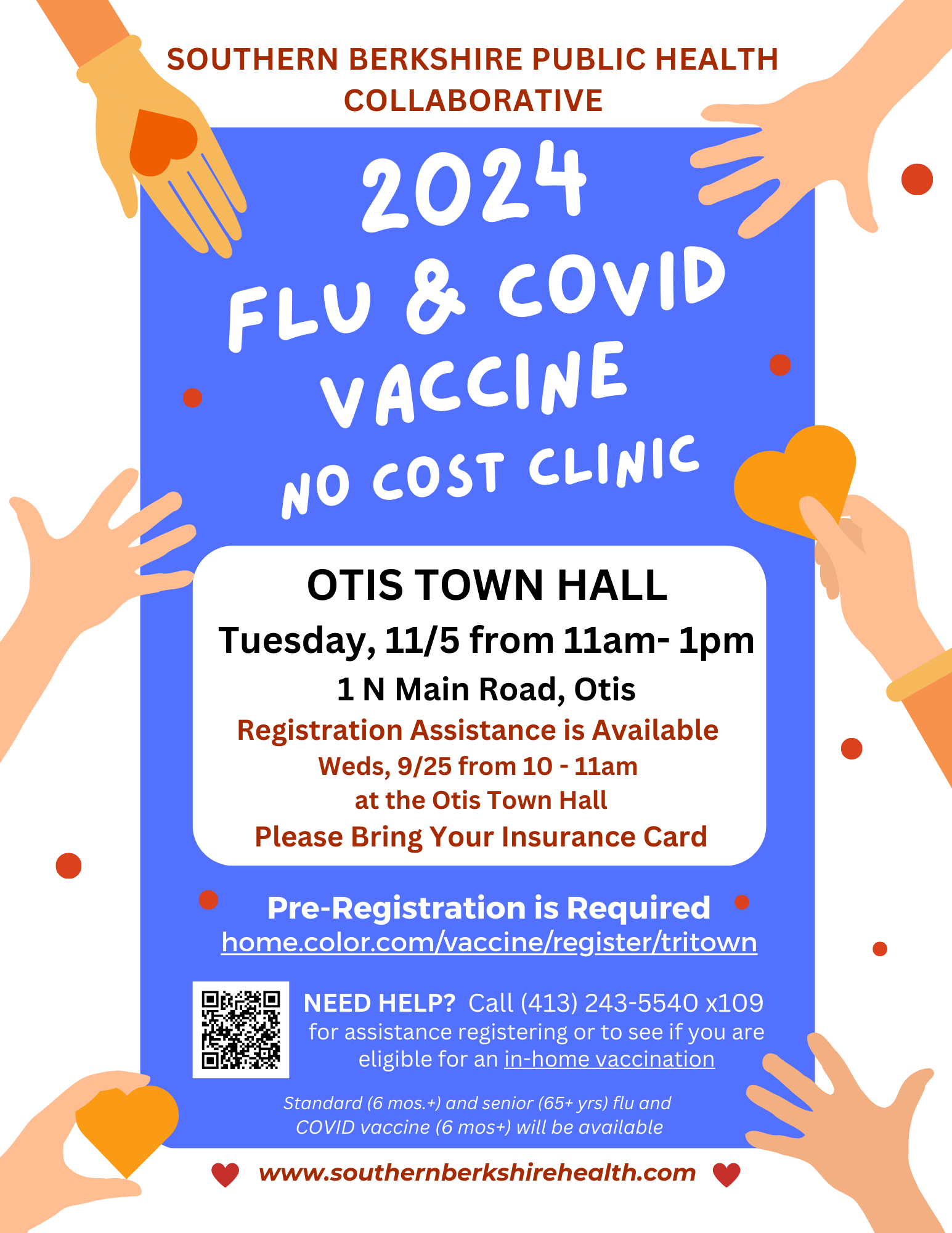 Otis Vaccine Clinic Flyer 11/5 from 11am - 1pm