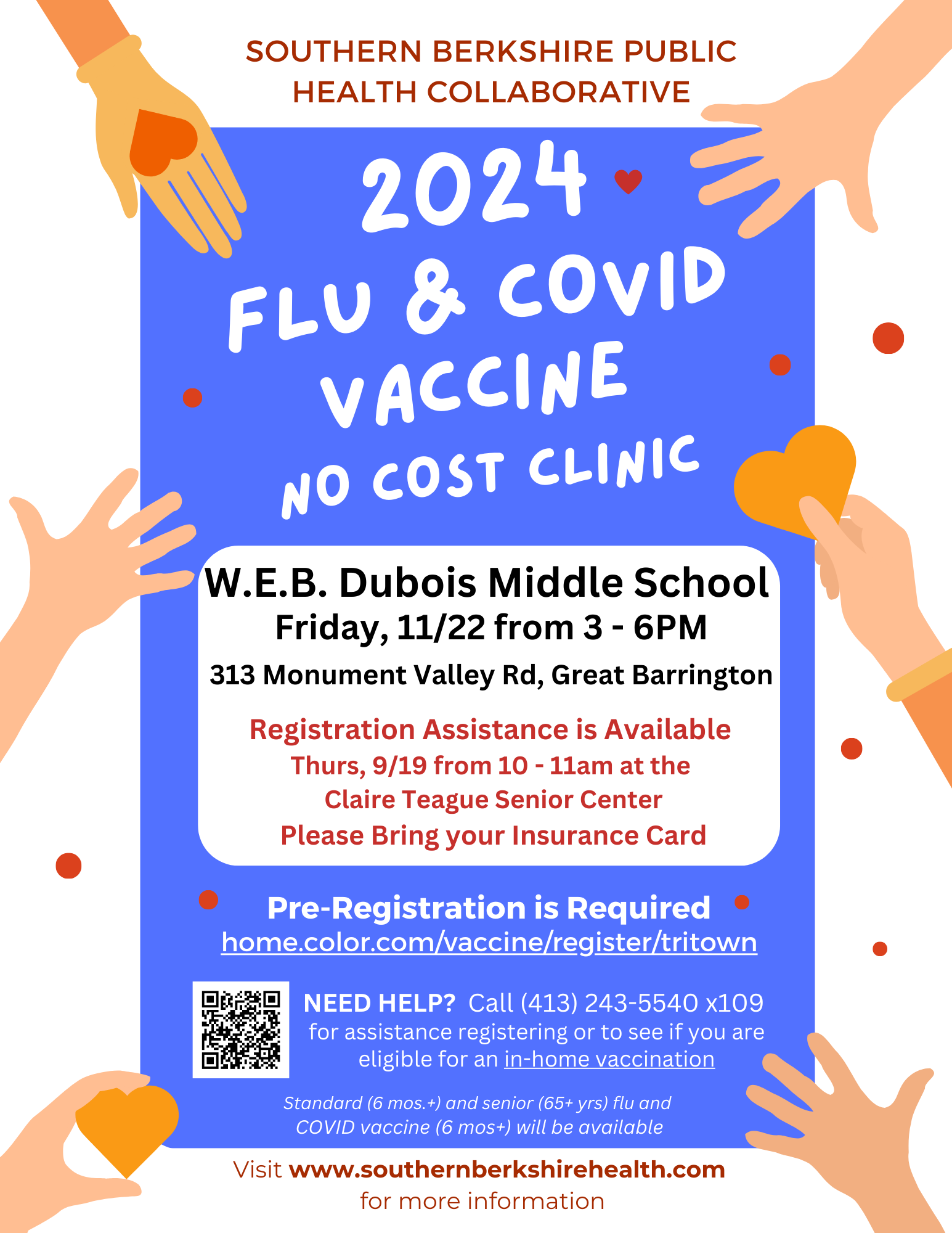 Flyer for W.E.B Dubois Flu and COVID Clinic